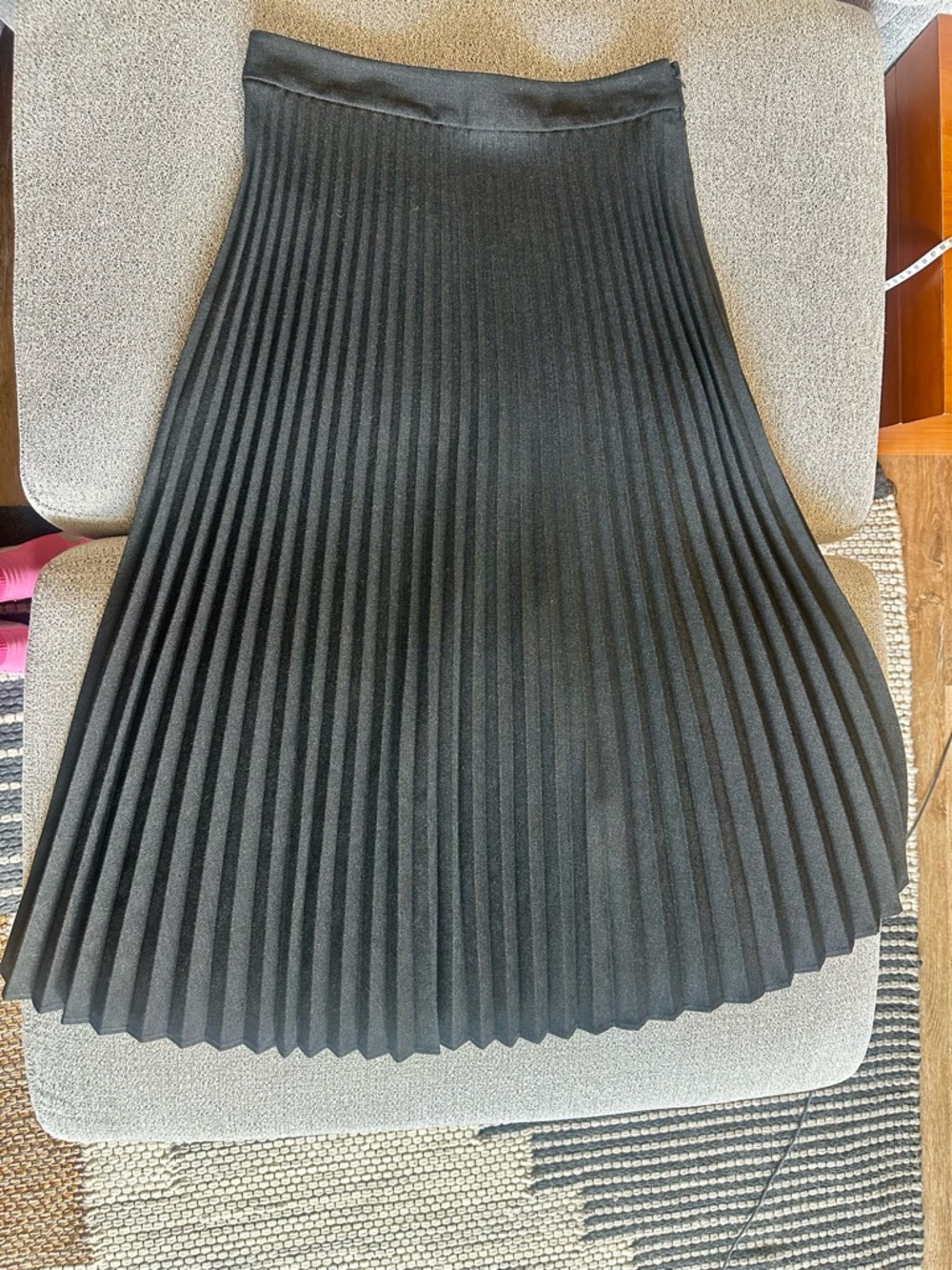 LOFT Grey Pleated Midi Skirt